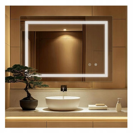 LED-дзеркало у ванну кімнату 50 x 70 см, з функцією підігріву (антизапотівання)