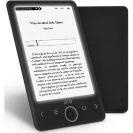 SPC Dickens Light 2 – Електронна книга з підсвічуванням дисплея та 6 рівнями інтенсивності світла, кнопками на передній панелі, місяцем автономної роботи, чорного кольору, 6 дюймів без обкладинки