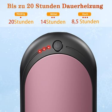 Електричний підігрівач для рук, перезаряджуваний набір 2 шт. з акумулятором 6000mAh, USB-кабель, 3 режими нагріву, 20 годин тепла, перезаряджувана кишенькова пічка для активного відпочинку взимку (чорний, рожевий)