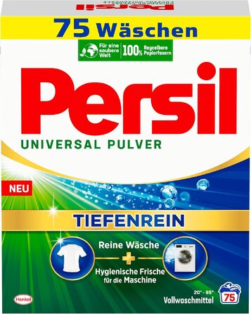 Пральний порошок Persil Universal Tiefenrein для пральних машин, універсальний засіб для глибокого очищення та гігієнічної свіжості, 75 прань
