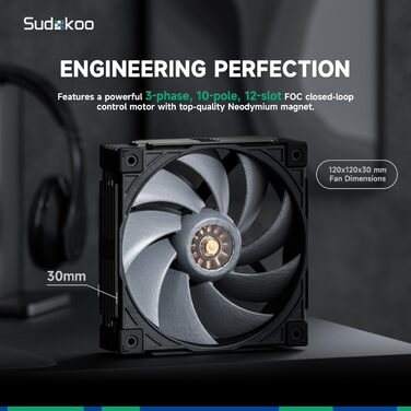 Система охолодження CPU Sudokoo SK700V для AM5: кулер з вентилятором 120 мм, цифровим дисплеєм та 6 heatpipes для AM5. Кулер з вентилятором 120 мм та одною баштою, повітряне охолодження з вільним доступом до RAM, 5 років гарантії (SK700V Чорний + MACH120 