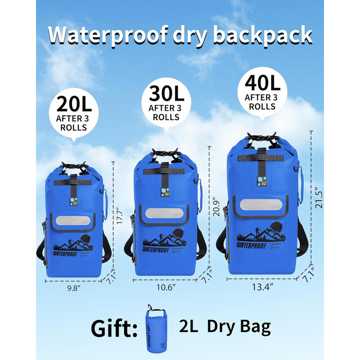 IDRYBAG Dry Bag Floating Waterproof Backpack 20L/30L/40L, Dry Bag Waterproof Backpack Shape, Dry Bag Kayak Waterproof Bag