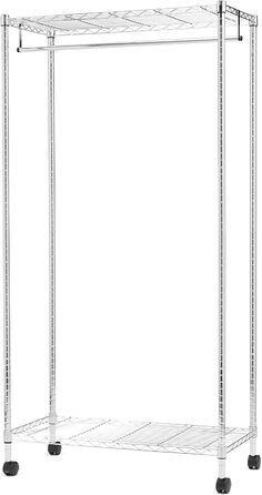 Amazon Basics Clothes Rack with Upper and Lower Shelves, 91 x 45.6 x 180.2 cm (Chrome, Single)