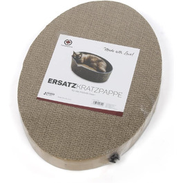 Кігтеточка для котів CanadianCat Owen XL, діаметр 50 см, сірий фетр, з хвилястим картоном