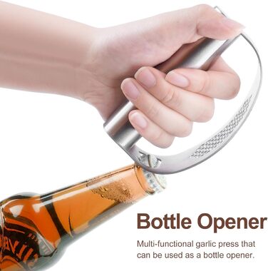 Пресс для часнику з нержавіючої сталі, подвійний функціонал, подрібнювач часнику, безпечний для миття в посудомийній машині