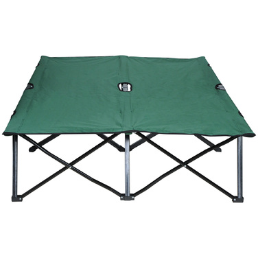Outsunny Camping Bed for 2 People, Supports up to 136 kg, Folding Bed with Carry Bag, Oxford Green Black, 193 x 125 x 40 cm for Outdoor Adventures