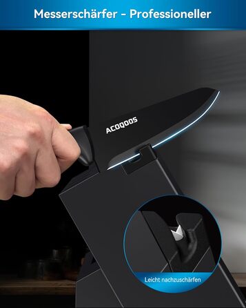 ACOQOOS 14-Piece Knife Block Set with Sharpener - Professional Kitchen Knife Set, Black