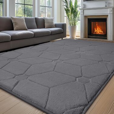 Sour Lemon Rug Living Room 160x230cm, Rug Gray Washable Rug Children's Room Fluffy Rug Bedroom Carpet Rugs Area Short Pile Fluffy Non-Slip Children's Room Rugs