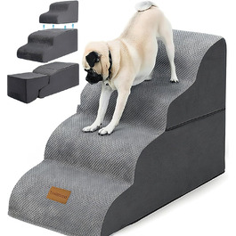 Сходинки для собак Breiter – 4 ступені, 50 см, для маленьких собак, з високощільним пінополіуретаном, знімний чохол, неслизьке дно, 51x72x41 см (складні сходинки для собак)