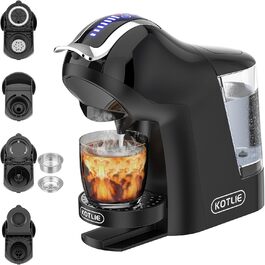 Кавомашина KOTLIE 5-в-1 для капсул, меленої кави та ESE (44 мм), чорна (EM-308A)