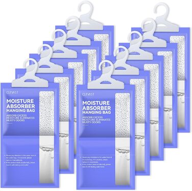 CLEVAST Dehumidifier Hanger Pockets, 10 Pack, Moisture Remover Absorber, Dehumidifier for Humidity, Mold, Condensation in Bedroom, Bathroom, RV, Basement, 230g