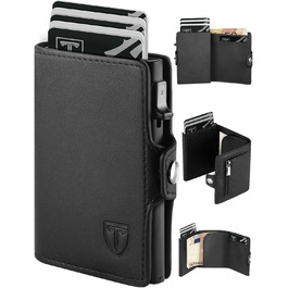 Чоловічий гаманець TEEHON з відділенням для монет та RFID захистом, тонкий, з відділеннями для карт, віконцем для ID - чорний
