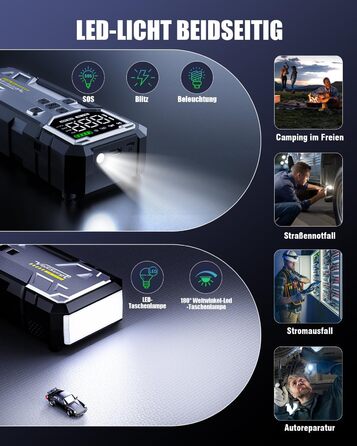 Powerbank Starthilfe 7000A з компресором та LED-ліхтариком: 160PSI, 12V для бензинових та дизельних авто