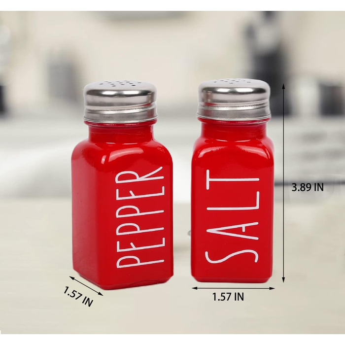 Red Salt and Pepper Shaker Set, Kitchen Decoration, Glass Salt and Pepper Shaker Set, Cute Salt Shaker, Gift for Women, Wedding Decoration, Red Salt Shaker (2 red)