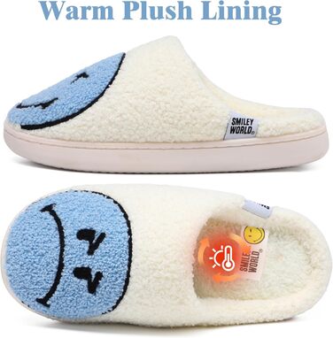 Теплі зимові домашні тапочки для жінок Smiley з м'якої плюшевої піни, Memory Foam, блакитні (38/39 EU)