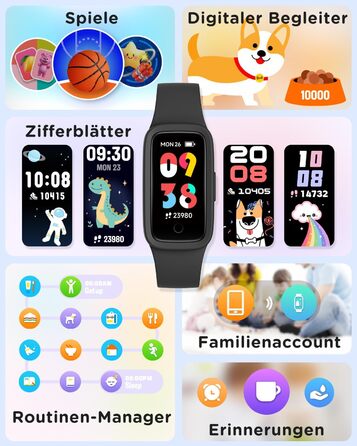 Дитячий фітнес-браслет BIGGERFIVE Vigor 3 з AMOLED дисплеєм, водонепроникний (3ATM), пульсометр, трекер сну, крокомір для дітей 5-12 років, чорний