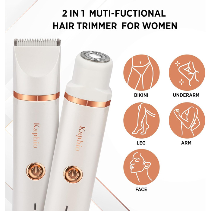 Триммер для бікіні та тіла для жінок 2-в-1: електричний водонепроникний триммер для інтимної зони, обличчя, ніг та рук (Перловий білий)