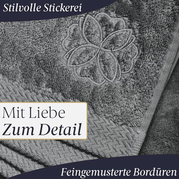 Liebenstein® Premium Towel Set - in anthracite - 2 shower towels 70x140 cm and 2 hand towels 50x100 cm made of finest cotton with 550 g/m² - exceptionally soft and absorbent