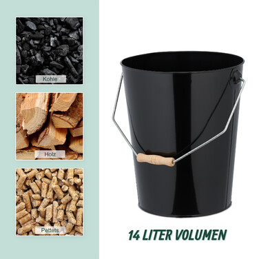 Relaxdays Black Charcoal Bucket with Handle
