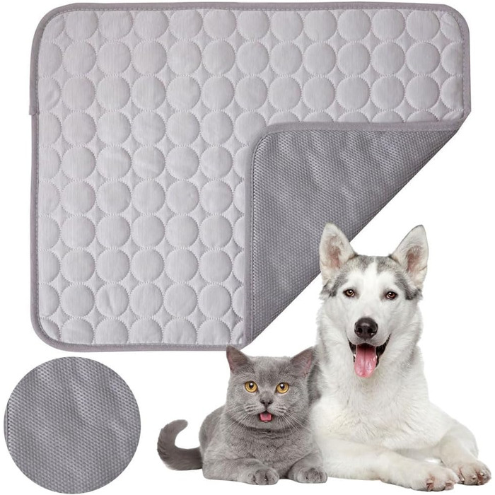 Килимок охолоджуючий для собак 150x100 см, самоохолоджуючий, для собак та котів, миючий, сірий (M)