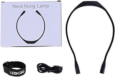 LED ліхтарик на шию, акумуляторний, для читання, в ліжко, 4 світлодіоди, 3 режими яскравості, для рукоділля, кемпінгу, ремонту 27 см