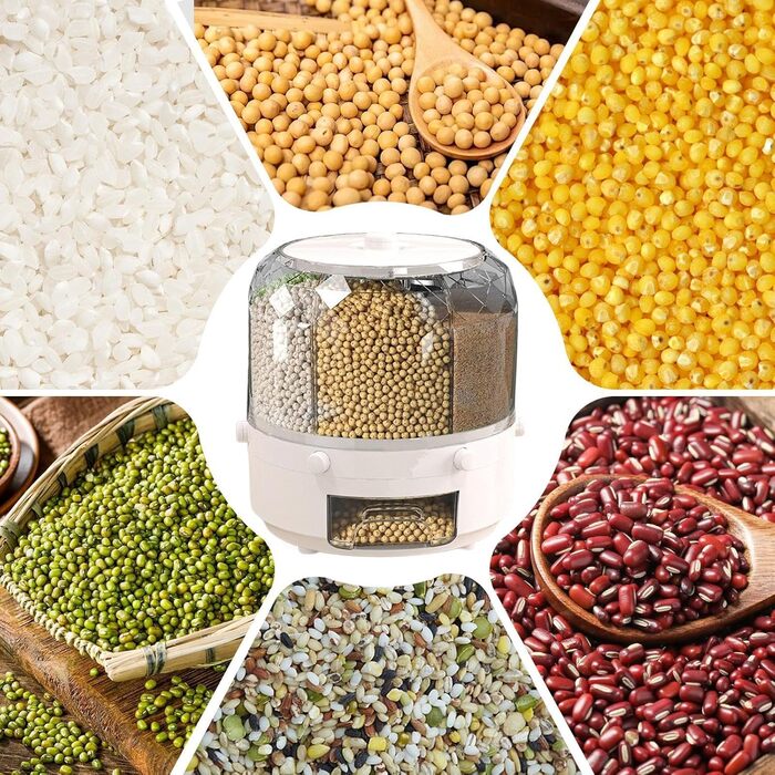 Диспенсер для сипучих продуктів, герметичний контейнер для зберігання їжі, мюслі, круп, рису, обертовий контейнер для кухні
