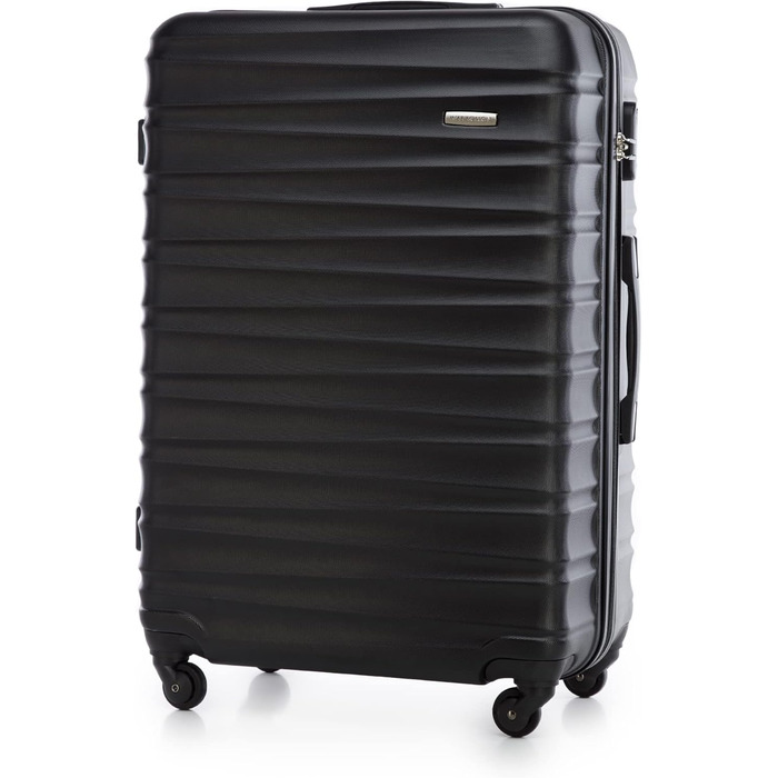 Валіза на колесах WITTCHEN Groove Line L, велика, чорна, ABS, з кодовим замком, для авіакомпаній Lufthansa/Eurowings/Ryanair