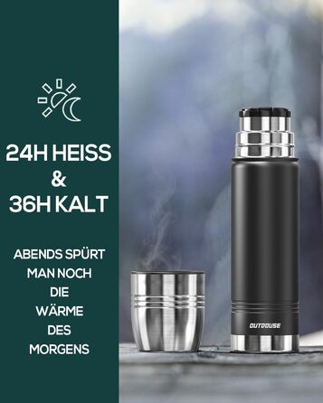 Термотермос, термофляга з нержавіючої сталі, 750 мл, 500 мл, 350 мл, подвійні стінки, без BPA, для газованої води, ізольована пляшка для спорту та відпочинку на природі, чорний колір