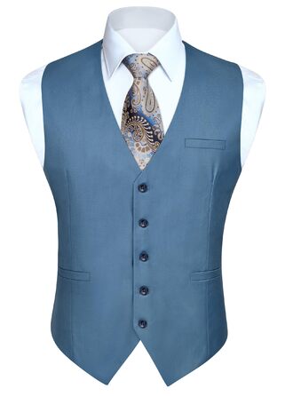 Чоловіча жилетка Enision для ділового стилю та вечірніх подій, однотонна жилетка з кишенями, розміри XS-4XL, колір: морський/блакитний