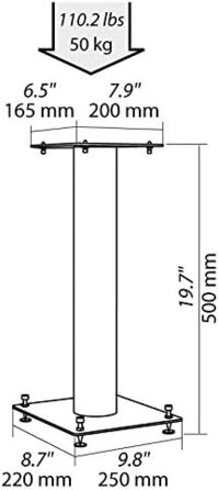 Підставка для акустики Norstone Stylum, металева, до 50 кг, пара, білий матовий (50 см)