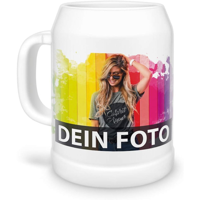 Design/Personalize your own beer stein/mug. Print with your own photo or text. Ideal for clubs, steins, mugs, tankards, or beer jugs.
