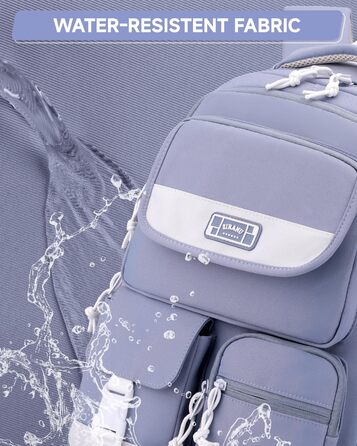 Рюкзак для підлітка, шкільний рюкзак для дівчинки з багатьма відділеннями, рюкзак для учнів 3-5 класів, середньої та старшої школи, нейлоновий рюкзак для подорожей та відпочинку, блакитний