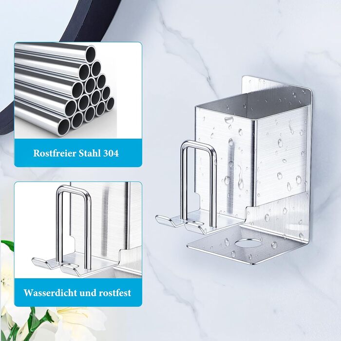 Настінний тримач для зубних щіток (2 шт.), без свердління, для електричних зубних щіток, самоклеючий, срібний