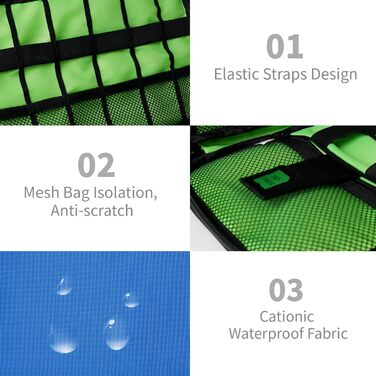 Органайзер для кабелів та аксесуарів для подорожей та роботи: кейс для дисків, зарядних пристроїв, SD-карт, кабелів та іншої електроніки (Beige & Green)