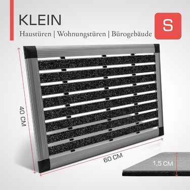 Придверний килимок AluGant з алюмінію для вулиці 40x60 см, синьо-сірий металік, стійкий скребок для взуття
