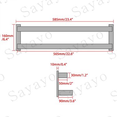 Тримач для рушників SAYAYO: настінний, триярусний, для ванної та кухні, 64 см (золотий)
