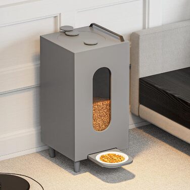 Автоматичний годівниця для котів та собак QLS, 20л, з мискою, сіра