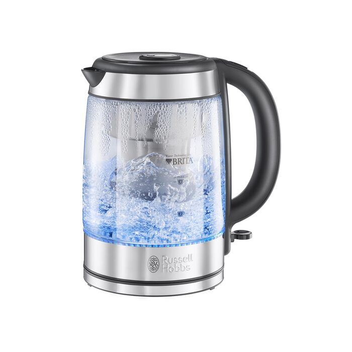 Скляний електрочайник Russell Hobbs Clarity 20760-57 з фільтром для води BRITA MAXTRA+, 2200 Вт, LED-підсвітка, 1л + 0.5л