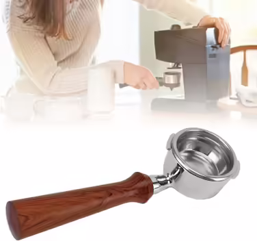 BAOFUYA 58 mm Bottomless Portafilter, Professional Portafilter in Dual Ear Design with Wooden Handle for GAGGIA Coffee Machine (F Palisander)