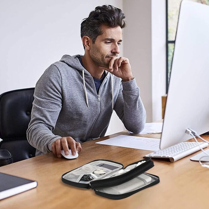 Органайзер для кабелів Skycase: кейс для аксесуарів, USB, Powerbank, SD-картки, чорний (19x11x5.5 см)