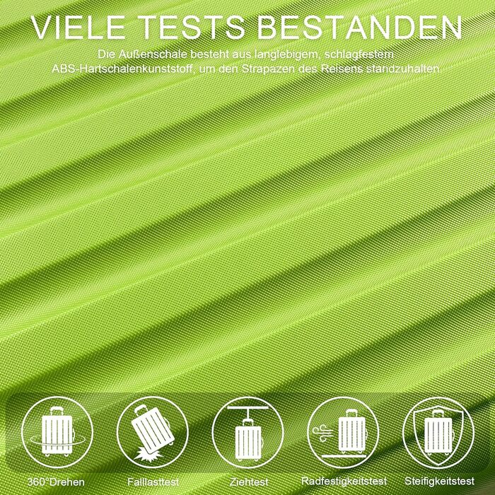 Чемодан ручної поклажі TANTOI: жорсткий корпус, телескопічна ручка, кодовий замок, зелений (M)