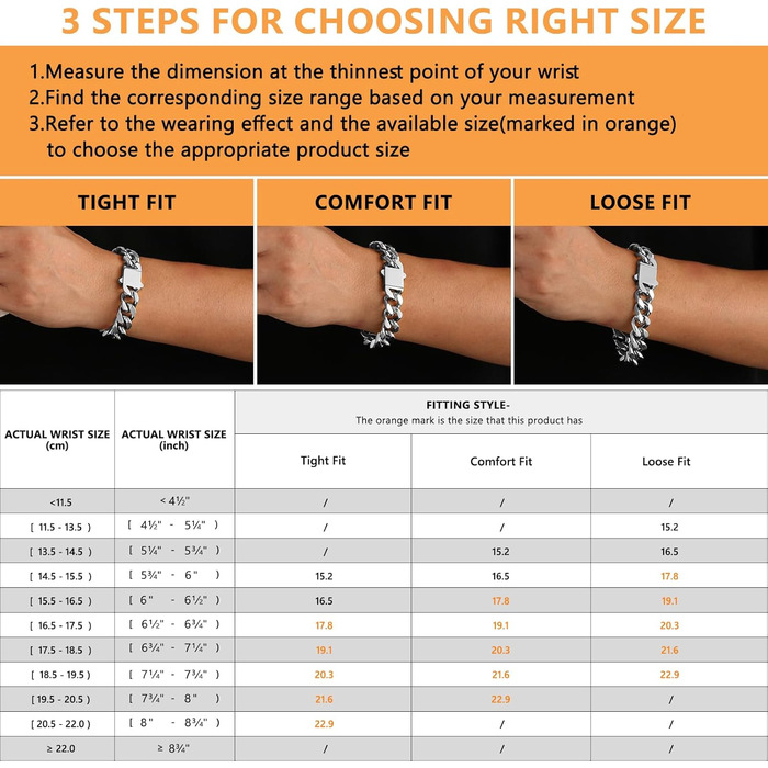 Чоловічий браслет KRKC&CO, кубинський ланцюг, 18 мм, Miami Iced Out, кубинське панцерне з'єднання, 18-каратне золото, міцний, Urban Streetwear, браслет у стилі хіп-хоп для чоловіків (срібний, 14 мм, 22.9 см)