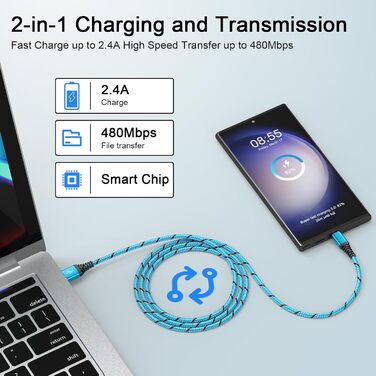 Кабель USB Type-C, 3 шт. [3M+2M+1M] для Samsung, Huawei, Xiaomi. Швидка зарядка, передача даних, нейлон
