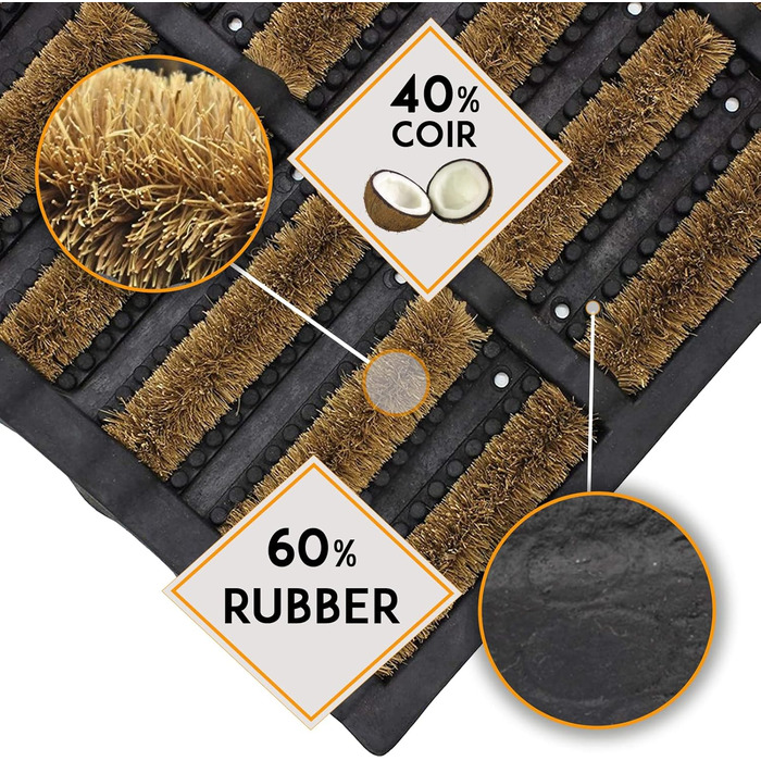 LSC Tuff Scrape Doormat, durable outdoor doormats, removes grass, mud, and dirt, 100% natural coconut fiber bristles with rubber backing, machine washable, non-slip doormats, large (nbs 1