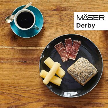 Набір кавових чашок MÄSER Derby Premium для 4 осіб, 240 мл, кераміка, пастельні кольори, керамічні підставки, гастрономічна якість