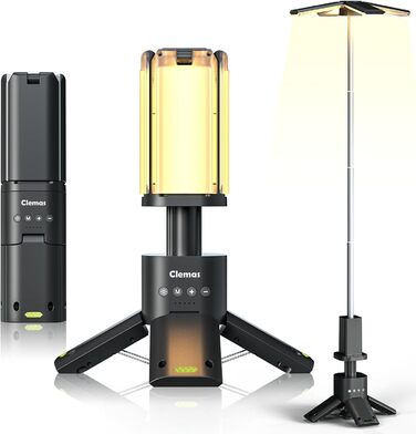 Clemas Rechargeable Camping Lantern, 14000 mAh LED Multifunction Magnetic Camping Lantern, Cordless Construction Site Lighting, Dimmable Tent Lamp Portable Power Supply 6000LM IPX5 Waterproof