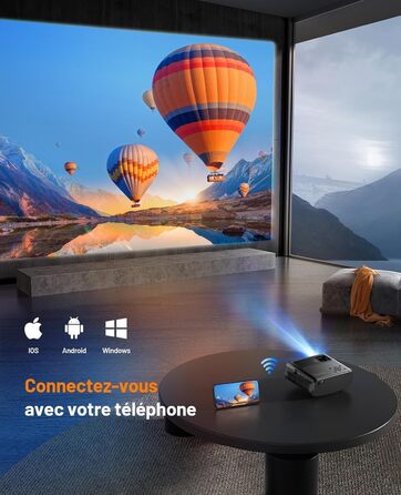 ELEPHAS 2024: Міні проєктор Wi-Fi 1080P HD з яскравістю 15000 Lux (з кріпленням), сумісний з iPhone/Android/Tablet/HDMI/USB