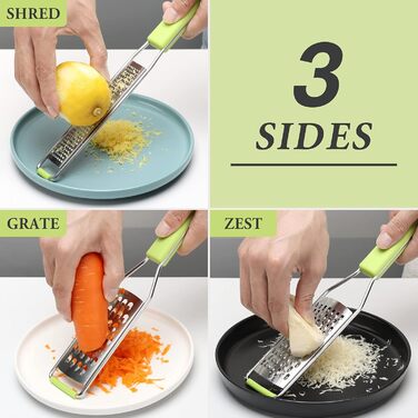 Lemon Zester, Cheese Grater, Citrus Zester, 3 Pack, 304 Stainless Steel, a sharp tool for Parmesan cheese, ginger, garlic, nutmeg, chocolate, vegetables, fruit, dishwasher safe, with