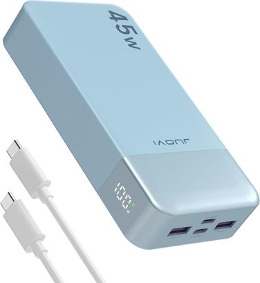 Power Bank JUOVI J2621, 20000mAh, 45W, для Switch, MacBook, iPhone, Samsung, Steam Deck та інших пристроїв (блакитний)