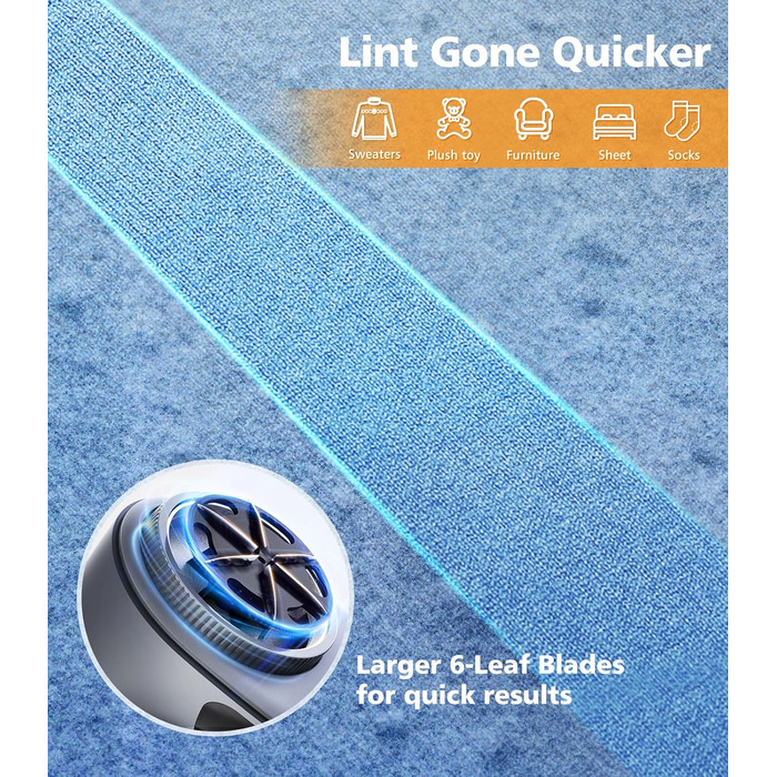 Електричний видалення ворсу POPCHOSE: бездротовий прилад для одягу з 2 лезами, USB-зарядка